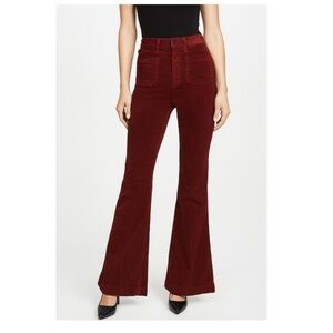 J Brand Wide Leg 70's Flare Corduroy High Waist Pants Merlot Size 30